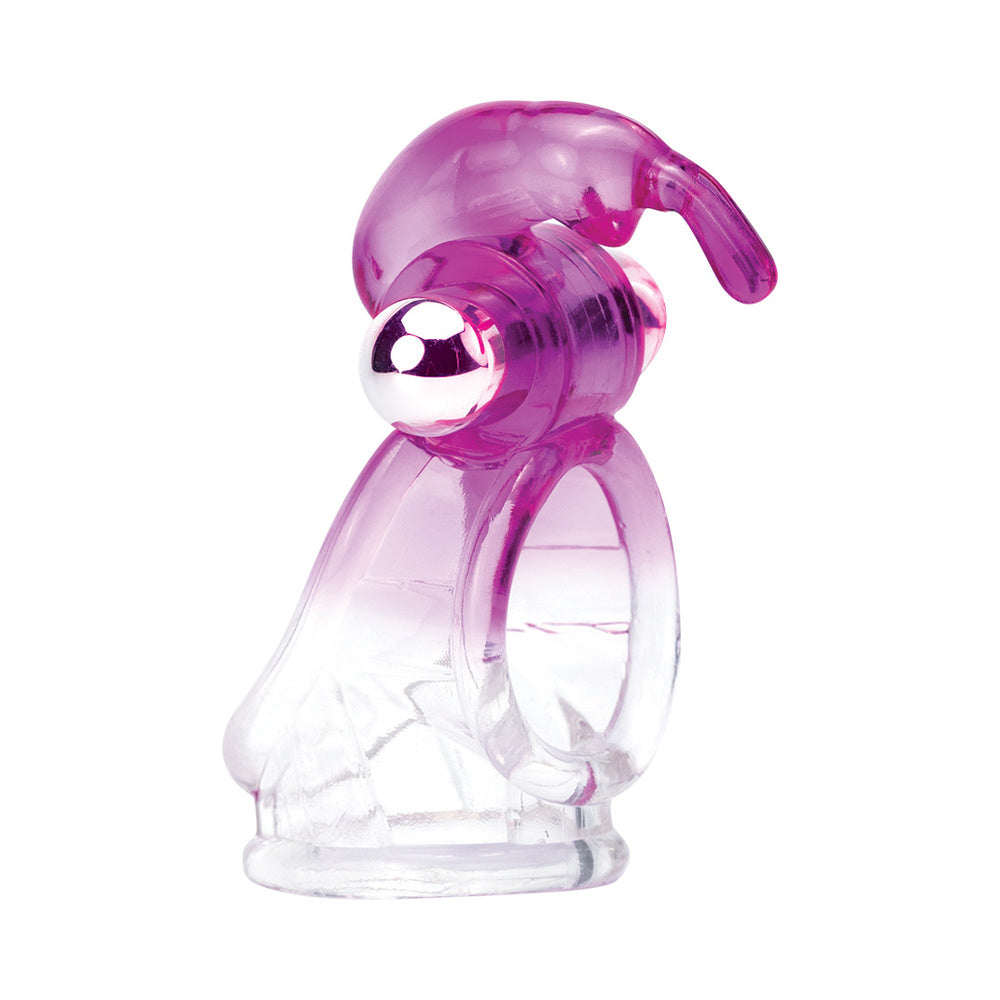 Wet Dreams Honey Bunny Jelly Cock and Ball Sling Magenta, featuring a stretchy design with a bullet for added pleasure.