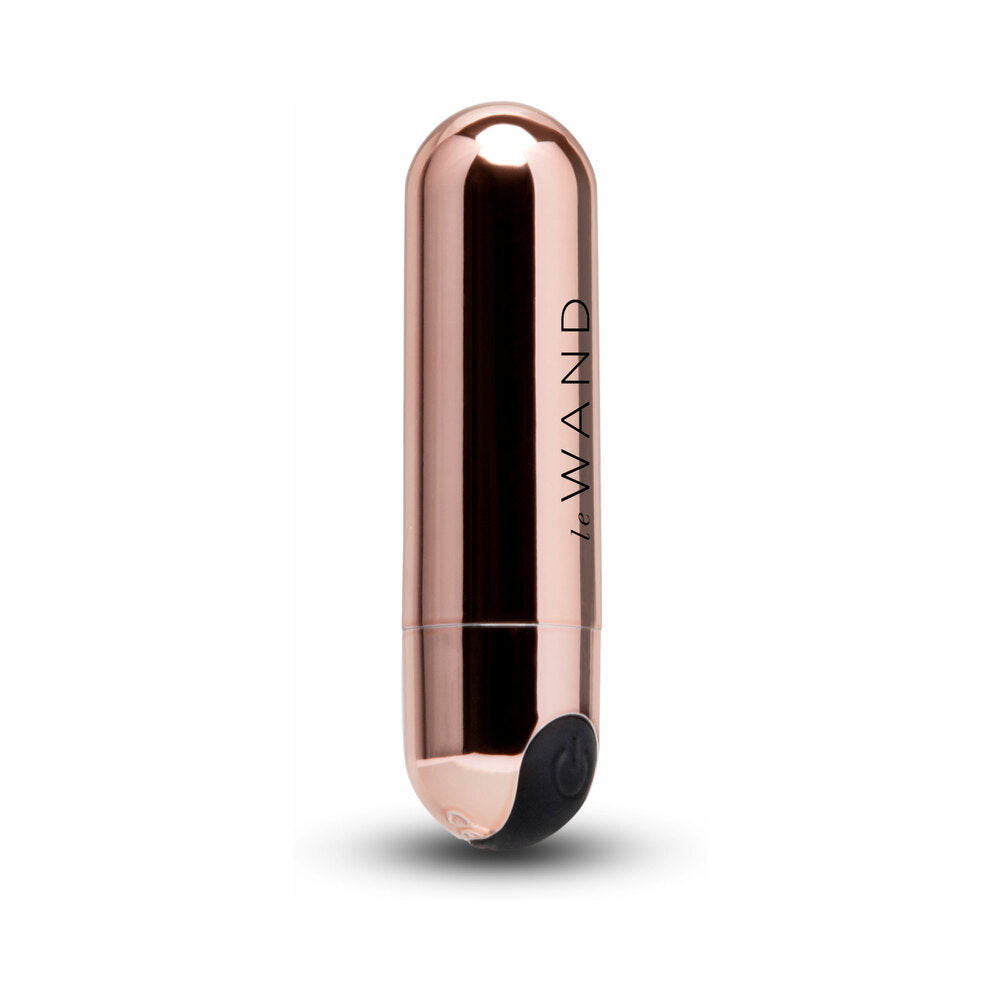 Le Wand Essentials Mini Rose Gold Bullet Vibrator in sleek design for targeted clitoral stimulation.