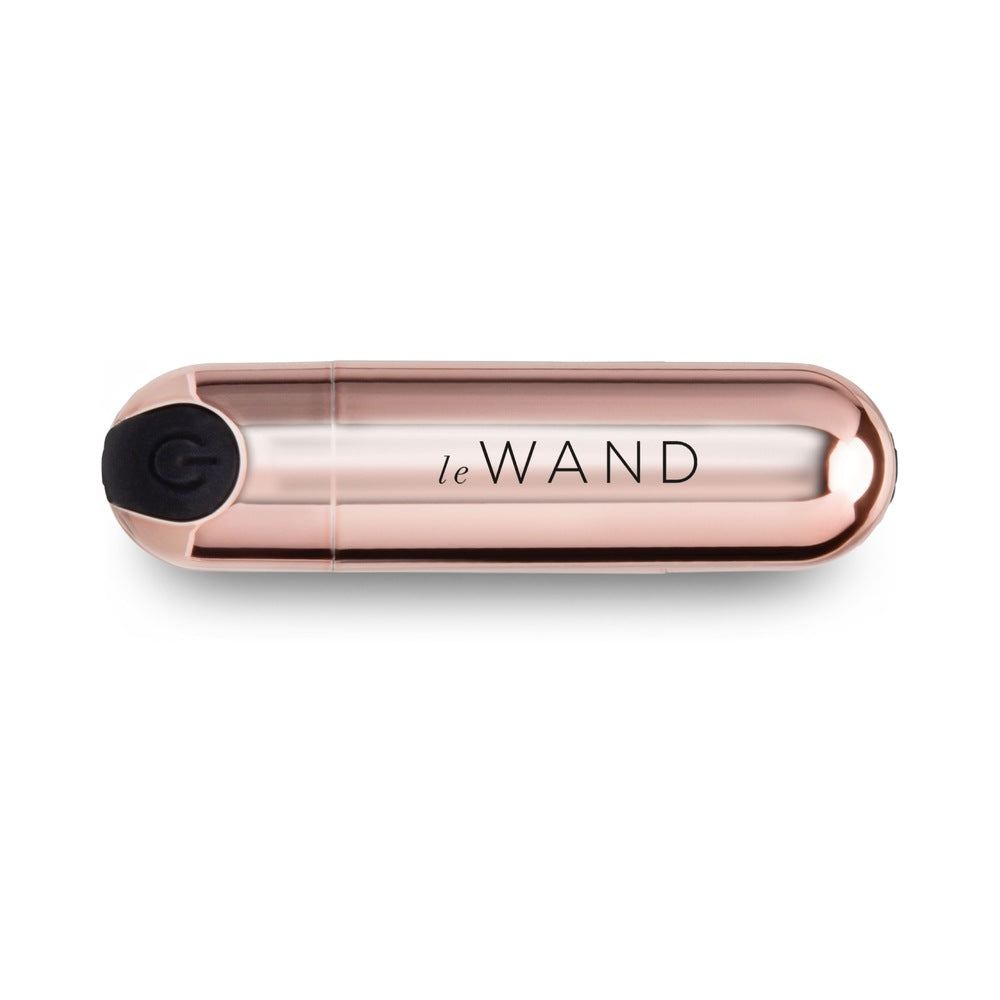 Le Wand Essentials Mini Rose Gold Bullet Vibrator in sleek rose gold finish, perfect for targeted clitoral stimulation.