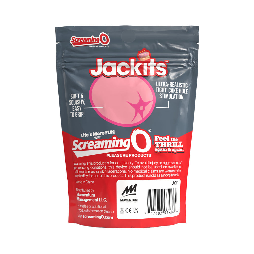 Screaming O Jackits Clapping Cake Pocket Stroker packaging designed for fun and pleasurable solo use.