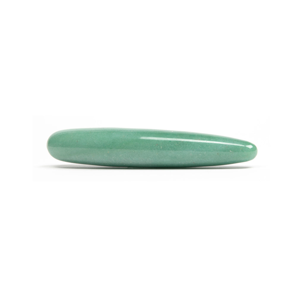 Chakrubs Indian Jade Slim Crystal Dildo featuring a slender design for intimate wellness and pleasure.