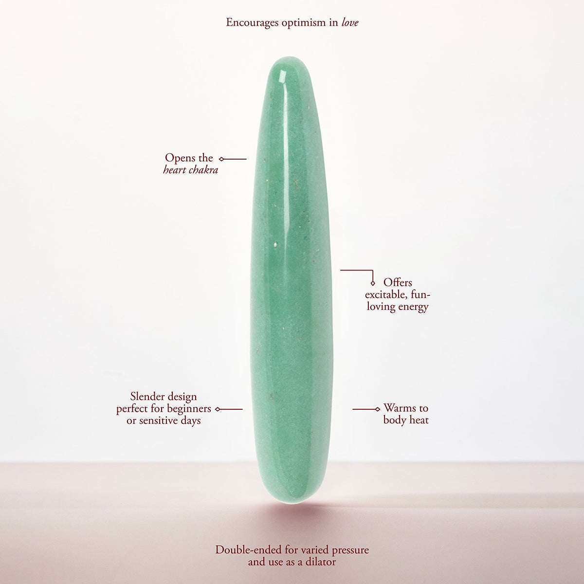Chakrubs Indian Jade Slim Crystal Dildo promoting heart chakra energy and warmth for intimate moments.