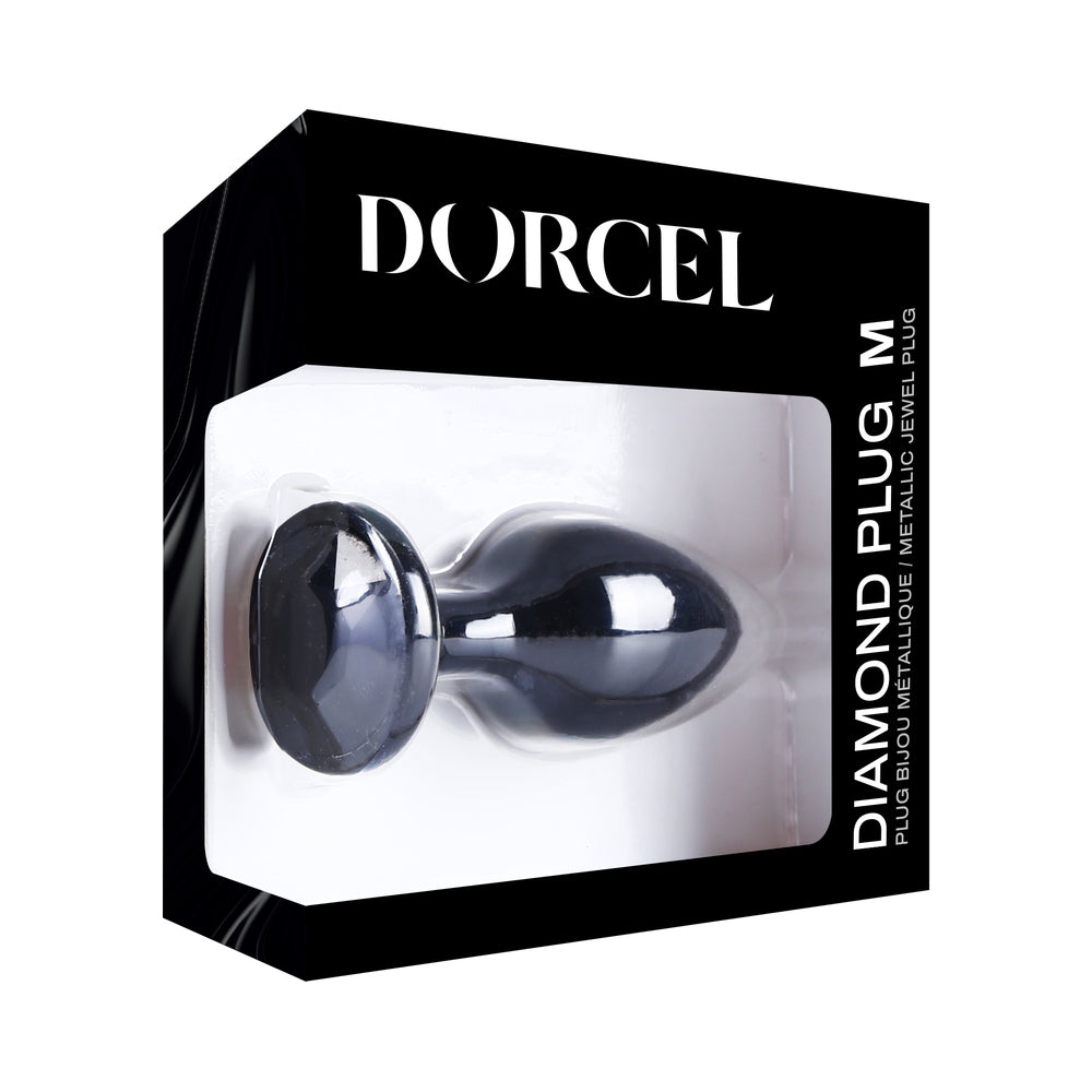 Dorcel Diamond Anal Plug Black Medium in elegant packaging showcasing its stylish design.