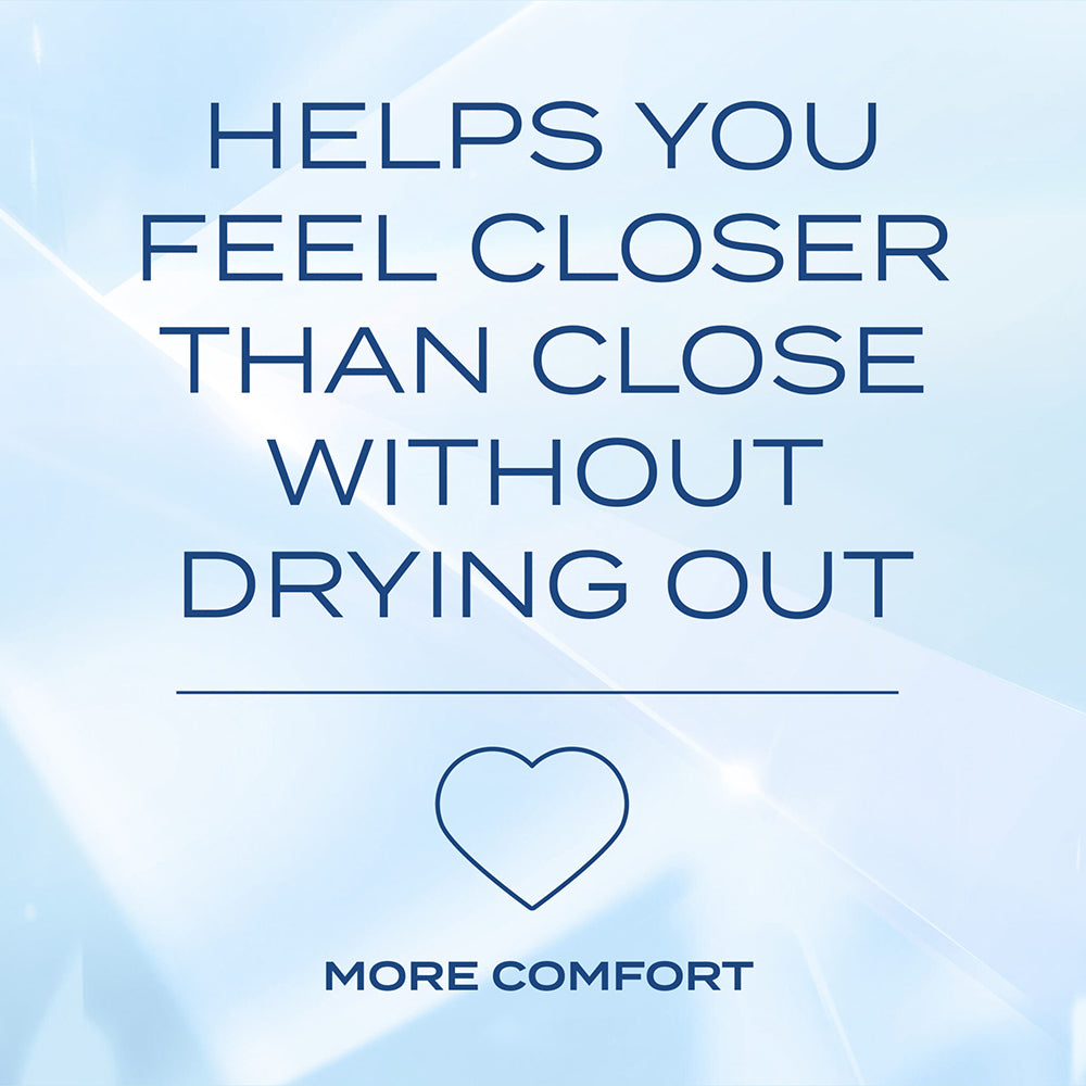 K-Y True Feel Premium Silicone Gel Lubricant 1.5 Oz promotional image highlighting comfort without drying out.