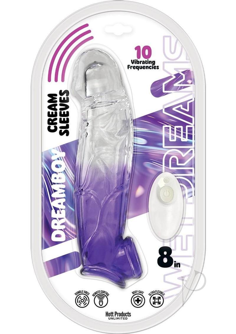 Wet Dreams Dreamboy 8 Inch Vibrating Penis Sleeve Purple