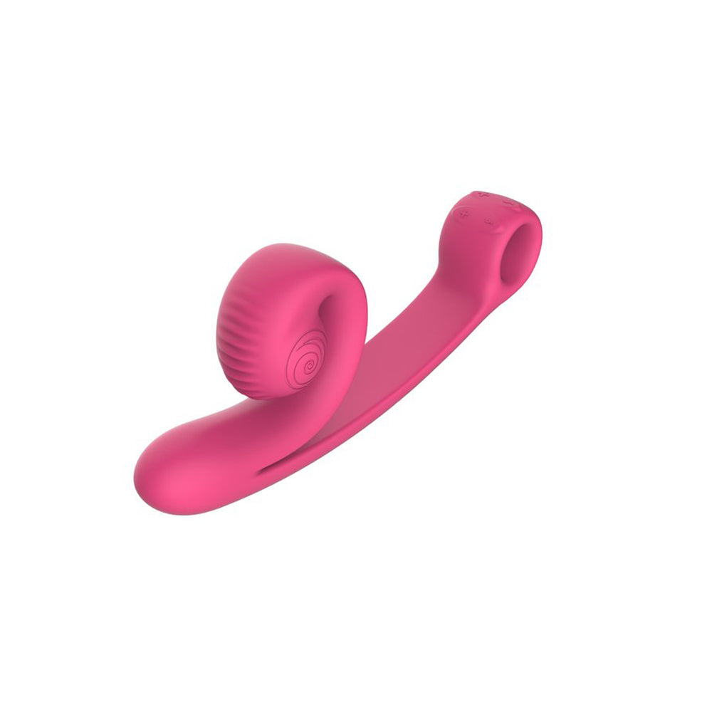 Snail Vibe Curve Dual Stimulator Pink, curved dual stimulator for G-spot and A-spot pleasure.