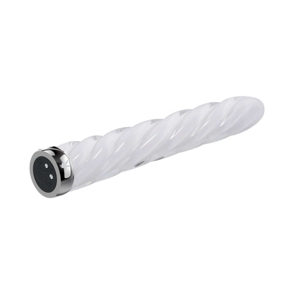 Playboy In A Twist Rechargeable Glass Vibrator White