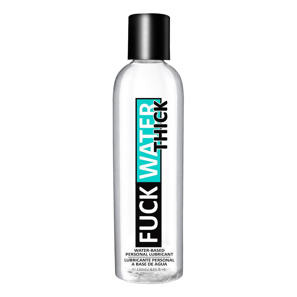 Fuck Water Thick Clear Water-based Lubricant 4 Oz bottle with clear packaging and bold logo design.