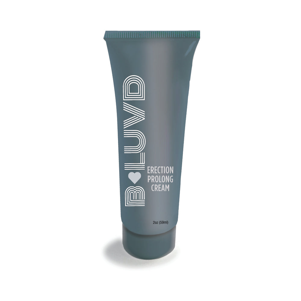 B-luvd Erection Prolong Cream 2 Oz tube packaging on a white background.