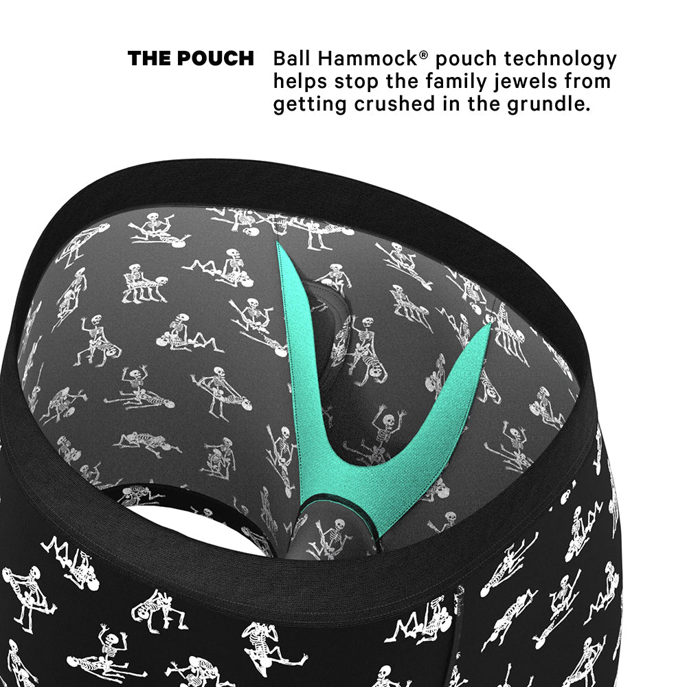 Shinesty Bare Back Bones Ball Hammock Pouch Underwear Small with glow-in-the-dark skeleton print and pouch technology.