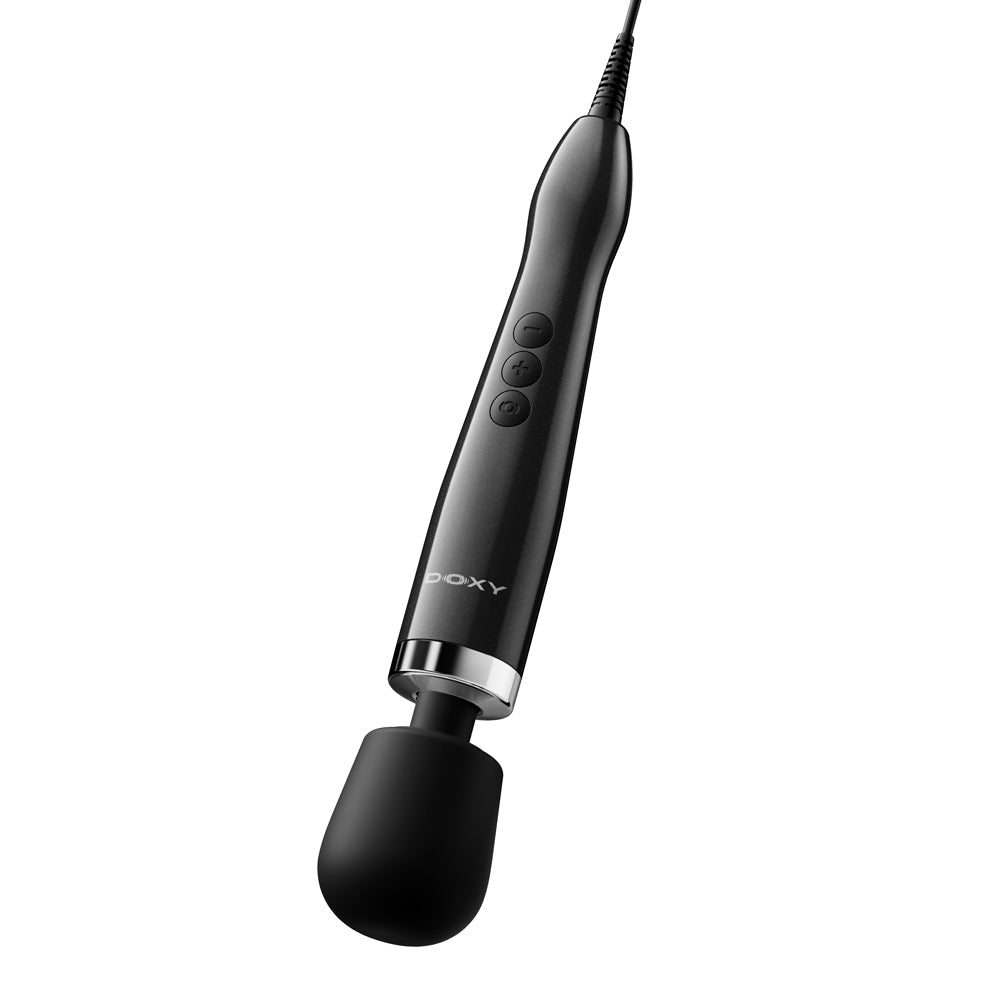 Doxy Die Cast Max Plug-in Wand Massager Black with precise control and powerful design.
