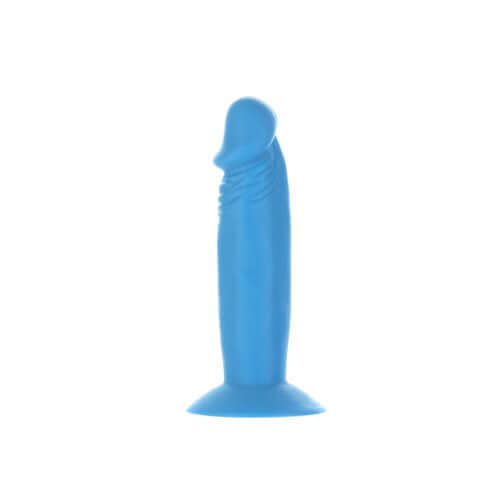 Addiction Silly Willy Glow in the Dark Mini Dongs, blue mini dong with a playful design for novelty collections.