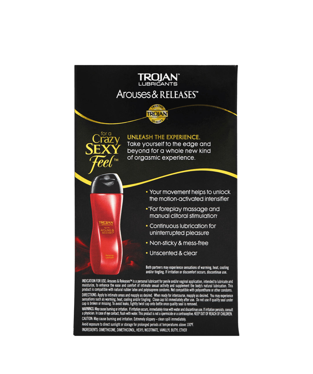 Trojan Arouses and Releases Lubricant 3 Fl Oz packaging showcasing its features and benefits for enhanced intimacy.