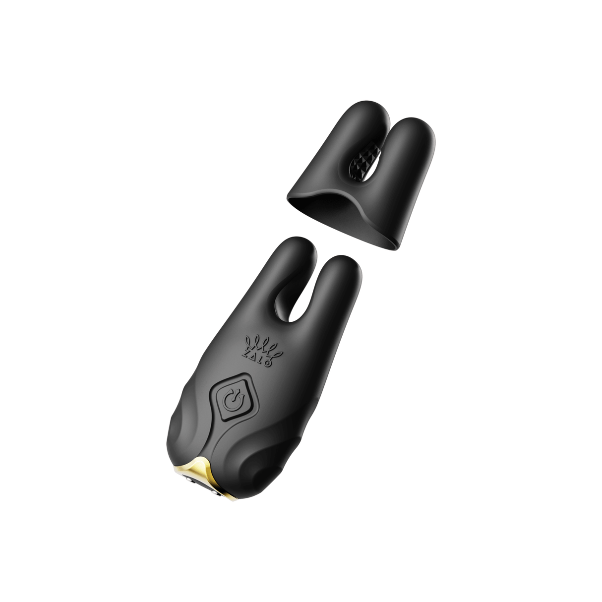 ZALO Nave Vibrating Nipple Clamps in Obsidian Black with EasyClamp technology and dual motors for powerful vibration and pleasure.