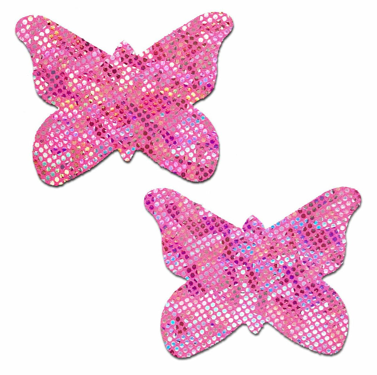 Pastease Butterfly Shattered Disco Ball Nipple Pasties Pink featuring a sparkly pink butterfly design.