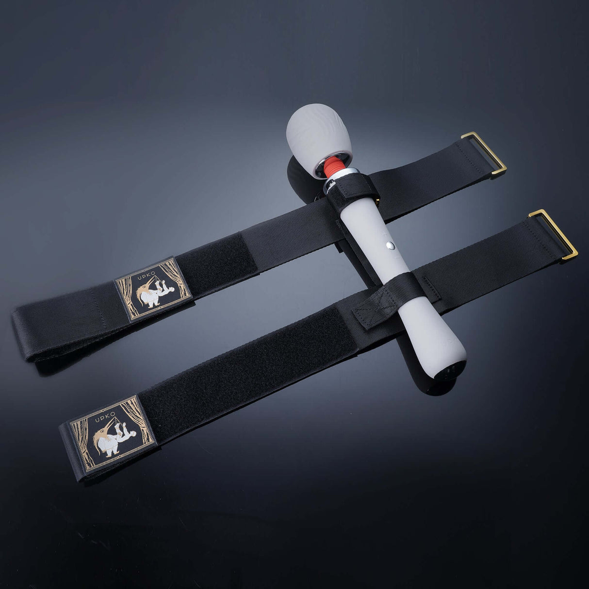 UPKO remote-control wand vibrator and thigh harness combo for intimate pleasure and discreet enjoyment.