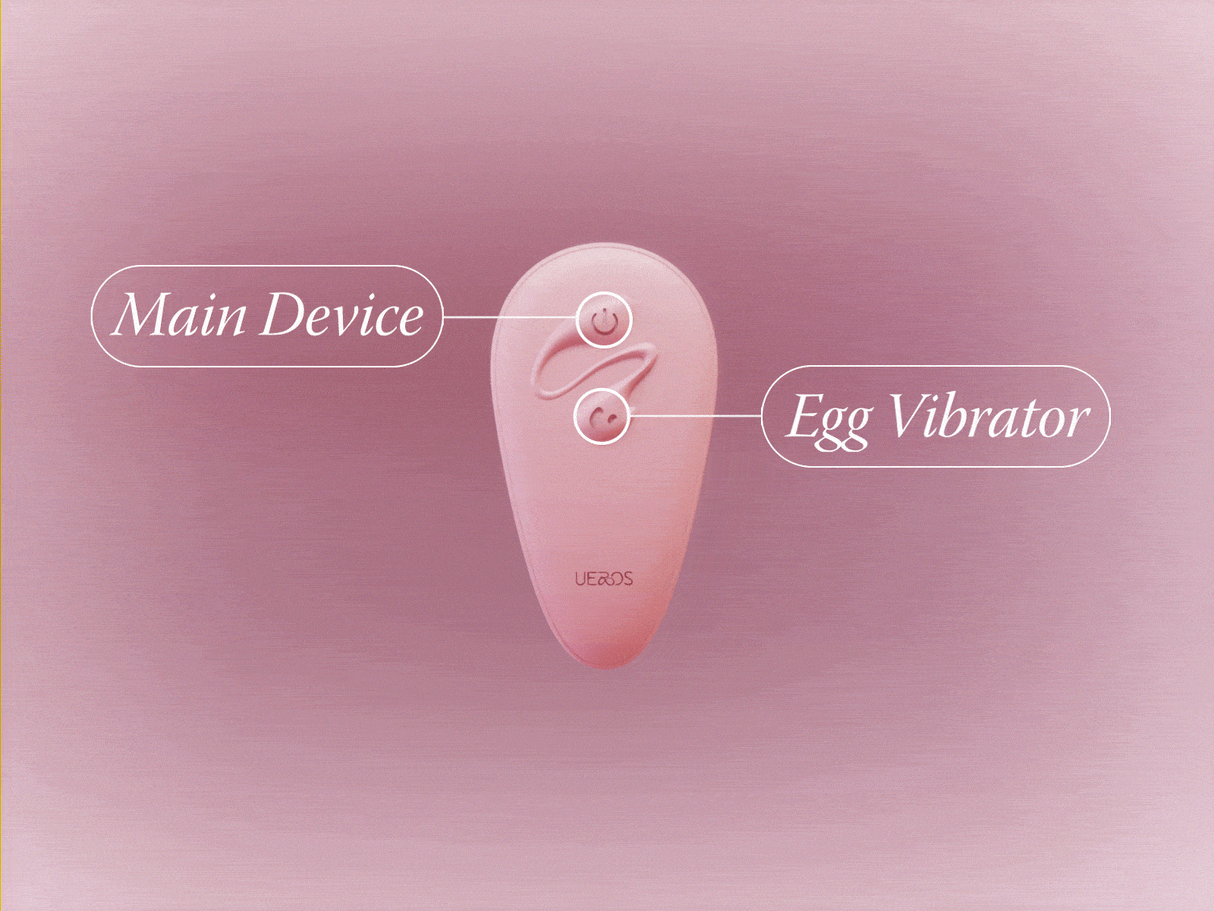 Wearable Panty Vibrator with Egg Vibe by Ueros showing main device and egg vibrator controls.