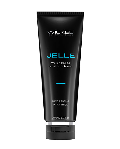 Wicked Jelle Water Based Anal Lubricant 8 Oz tube, ultra-thick personal lubricant for enhanced comfort.