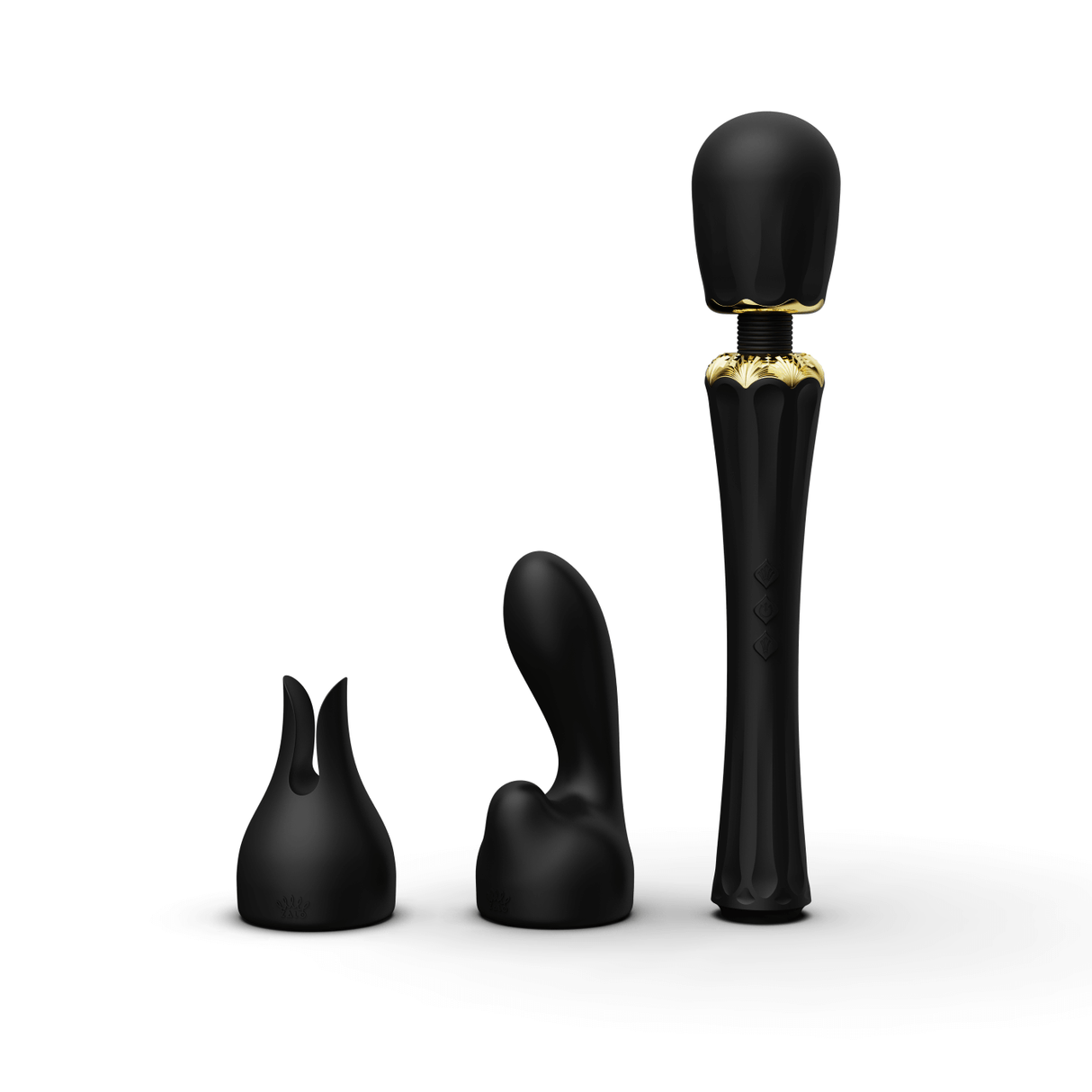 ZALO Kyro Wand Massager Obsidian Black with Attachments Featuring Direct Power 2.0 Technology for Powerful Stimulation