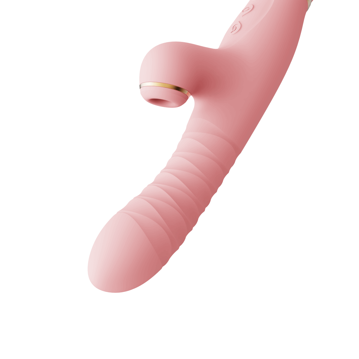 ZALO Rose Rabbit Thruster in Strawberry Pink with realistic penetrating motion and clit suction for simultaneous oral sex sensation