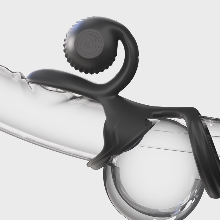 Svibe Snail Jovi Dual Couples Vibrating Ring Black showcasing its ergonomic design and dual stimulation features.