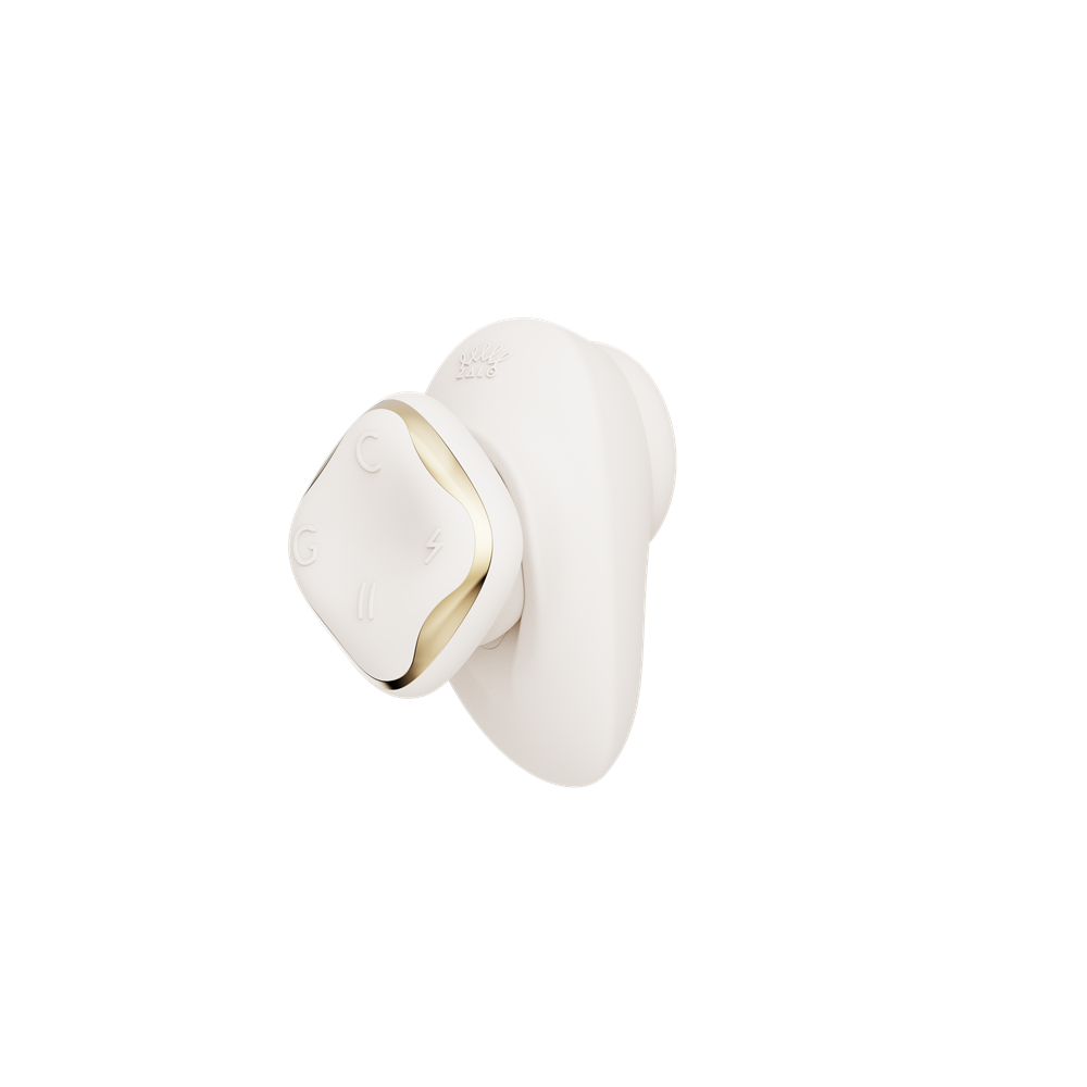 ZALO Deya Wearable Smart Dual Vibrator with App Control side view showcasing unique design and control buttons.
