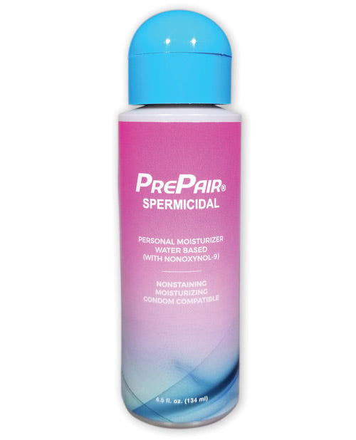 PrePair Spermicidal Water-Based Lube 4.5 Oz personal lubricant bottle with Nonoxynol-9.