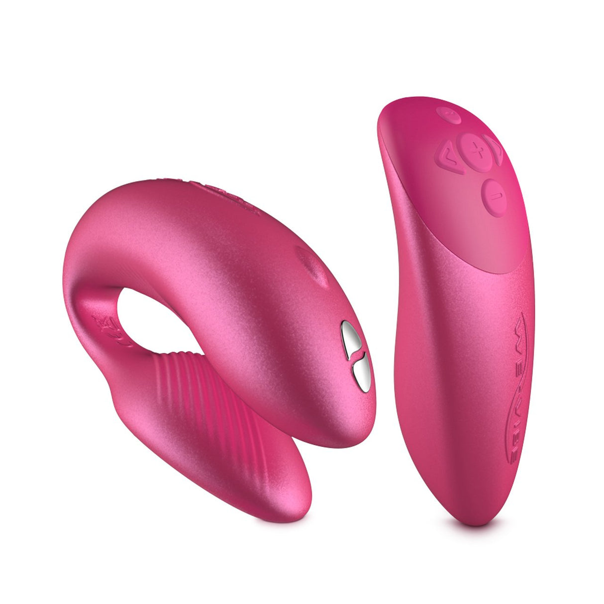 We-Vibe Chorus Couples Vibrator Cosmic Pink shown with remote control, ideal for intimate connection and dual stimulation.