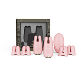 ZALO Nave Vibrating Nipple Clamps Coral Pink with EasyClamp technology and dual motors for powerful nipple play with packaging.