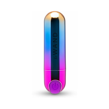 Le Wand Essentials Rechargeable Rainbow Bullet Vibrator in vibrant colors, designed for precise clitoral stimulation.