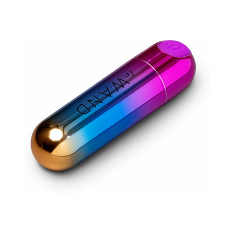 Le Wand Essentials Rechargeable Rainbow Bullet Vibrator in a sleek, colorful design for targeted pleasure.