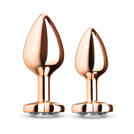 B-vibe Essentials 2-piece Jewel Hearts Anal Training Set featuring two heart-jewel anal plugs for comfortable pleasure.