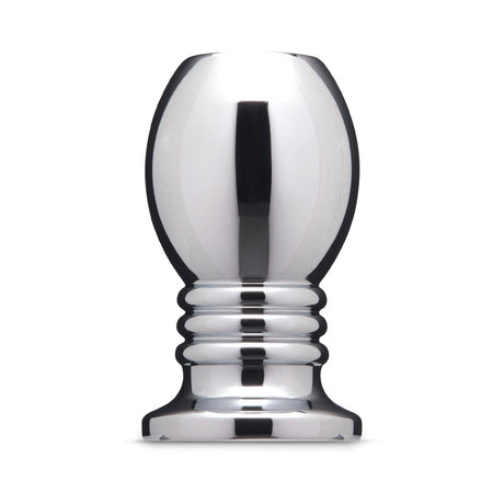 b-Vibe Essentials 2.75 Inch Aluminum Hollow Tunnel Butt Plug with sleek metal design.