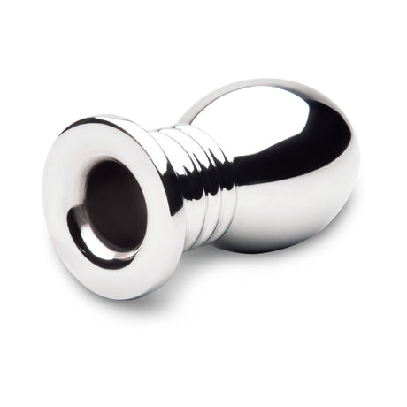 b-Vibe Essentials 2.75 Inch Aluminum Hollow Tunnel Butt Plug, sleek metal design and open tunnel for comfort.