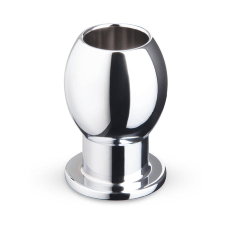 b-Vibe Essentials 3 Inch Aluminum Hollow Tunnel Butt Plug showcasing a sleek aluminum design for anal play.