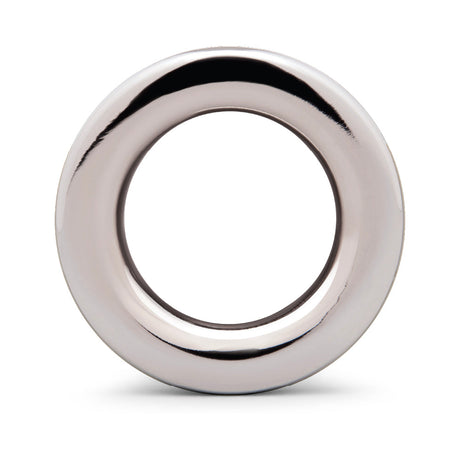 b-Vibe Essentials 3 Inch Aluminum Hollow Tunnel Butt Plug showcasing the sleek, polished metal design.