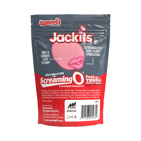 Screaming O Jackits Gluck Gluck Pocket Stroker packaging featuring soft and squishy design for ultimate pleasure.