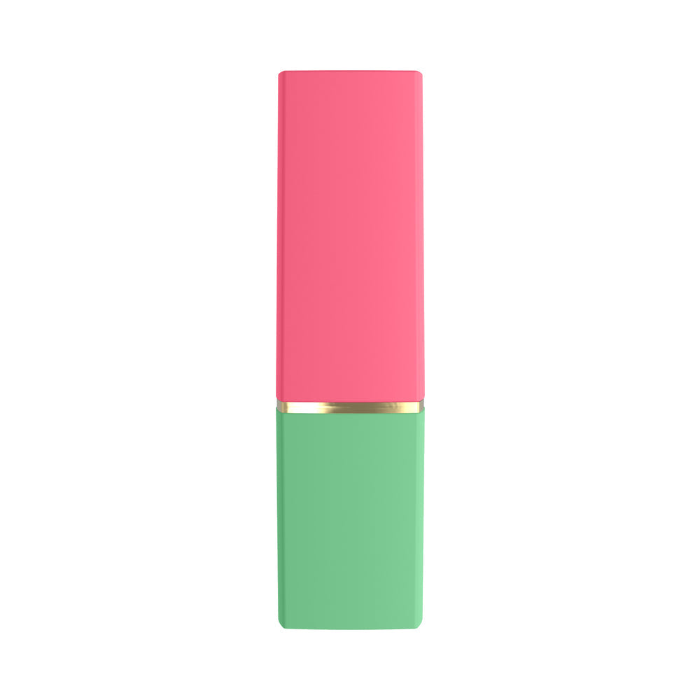 Womanizer Beauty Air Pulse Stimulator Green & Pink styled as a discreet lipstick for on-the-go pleasure.