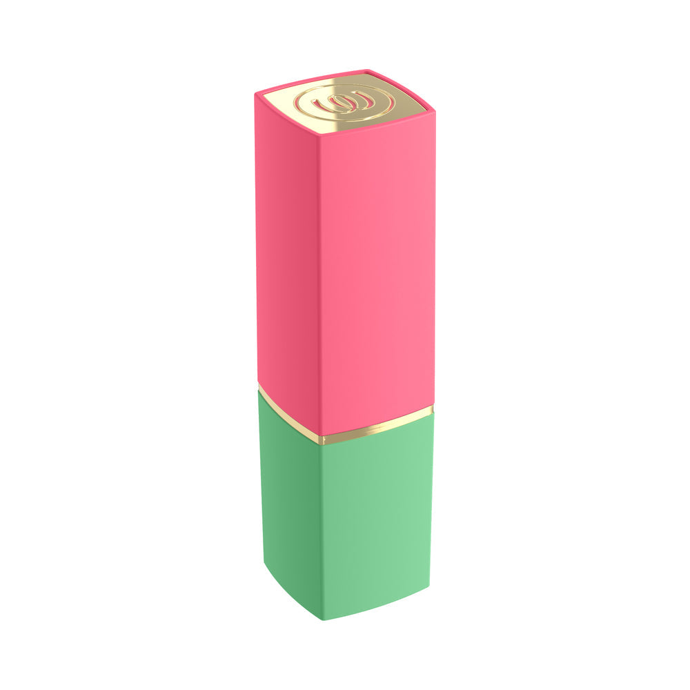 Womanizer Beauty Air Pulse Stimulator Green & Pink in a compact lipstick design, ideal for discreet pleasure on-the-go.