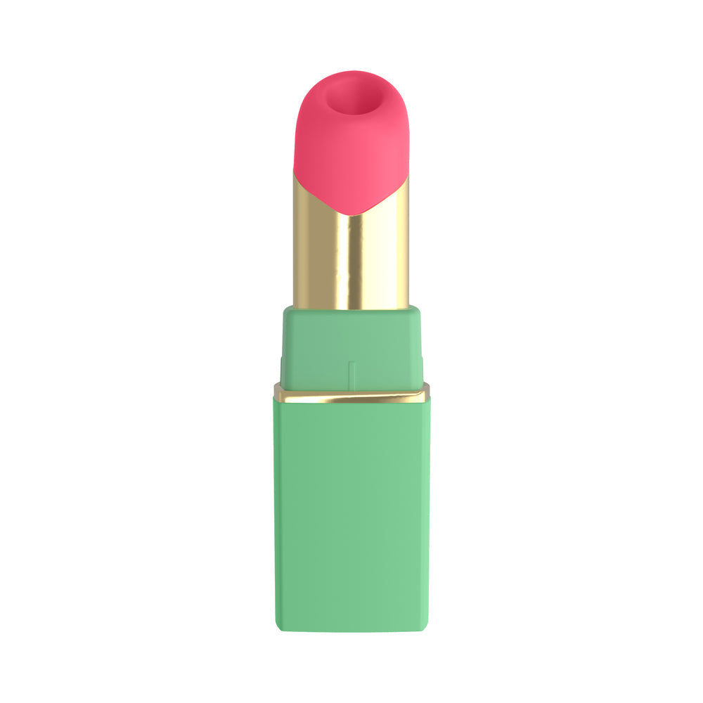 Womanizer Beauty Air Pulse Stimulator Green & Pink styled as a lipstick for discreet pleasure.