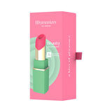 Womanizer Beauty Air Pulse Stimulator Green & Pink in lipstick form with packaging showcasing Pleasure Air Technology.