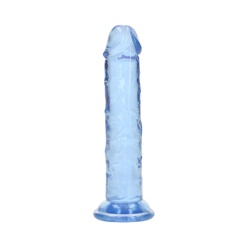 Realrock Realistic Dildo 5 Inch Blue showing lifelike shape and playful blue color, ideal for both newcomers and seasoned users.