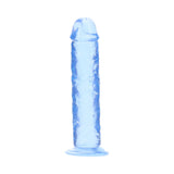 Realrock Realistic Dildo 5 Inch Blue displayed against a white background, showcasing its lifelike shape and blue color.