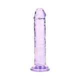 alt_tag: Realrock Realistic Dildo 5 Inch Purple - Lifelike design with defined head and smooth texture.