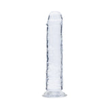 Realrock Realistic Dildo 5 Inch Transparent showing clear, lifelike design with defined head and ridged shaft.