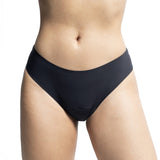 UVA Moderate Flow Period Panties XS displayed in black on a model.
