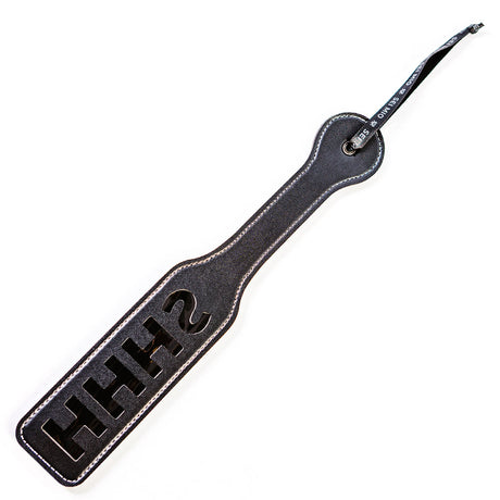 Sei Mio Double Trouble Shhh Oops Double-Sided Paddle with playful Shhh lettering for fun impact play.