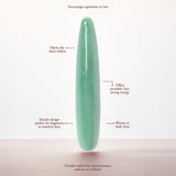 Chakrubs Indian Jade Slim Crystal Dildo promoting heart chakra energy and warmth for intimate moments.