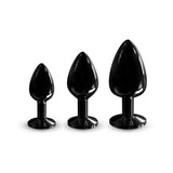 Dorcel Diamond Anal Plug Black Medium displayed with two additional sizes for comparison.