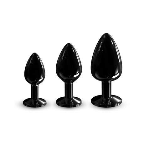 Dorcel Diamond Anal Plug Black Medium displayed with two additional sizes for comparison.